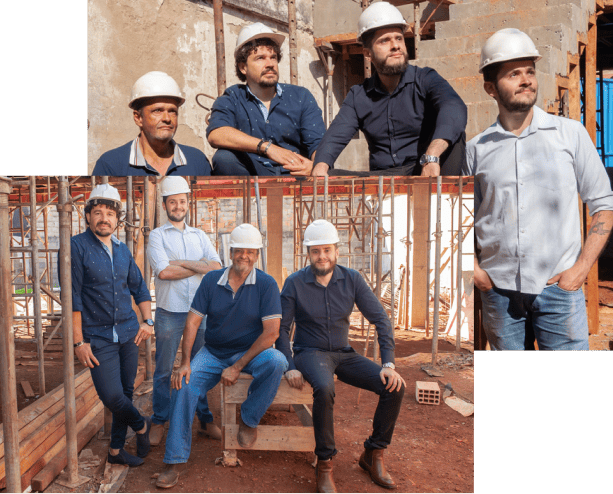 Equipe de engenheiros da Mazí Construtora em Belo Horizonte, especializada em obras residenciais e reformas.