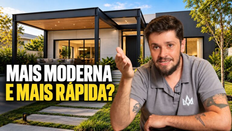 Estrutura metálica para casa moderna em fase de construção